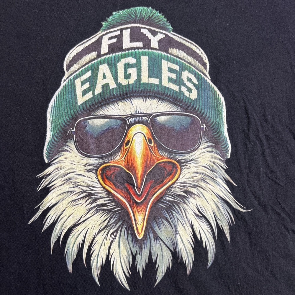 NFL Philadelphia Eagles Fly Eagles Short Sleeve Black‎ T-Shirt Womens Size XL